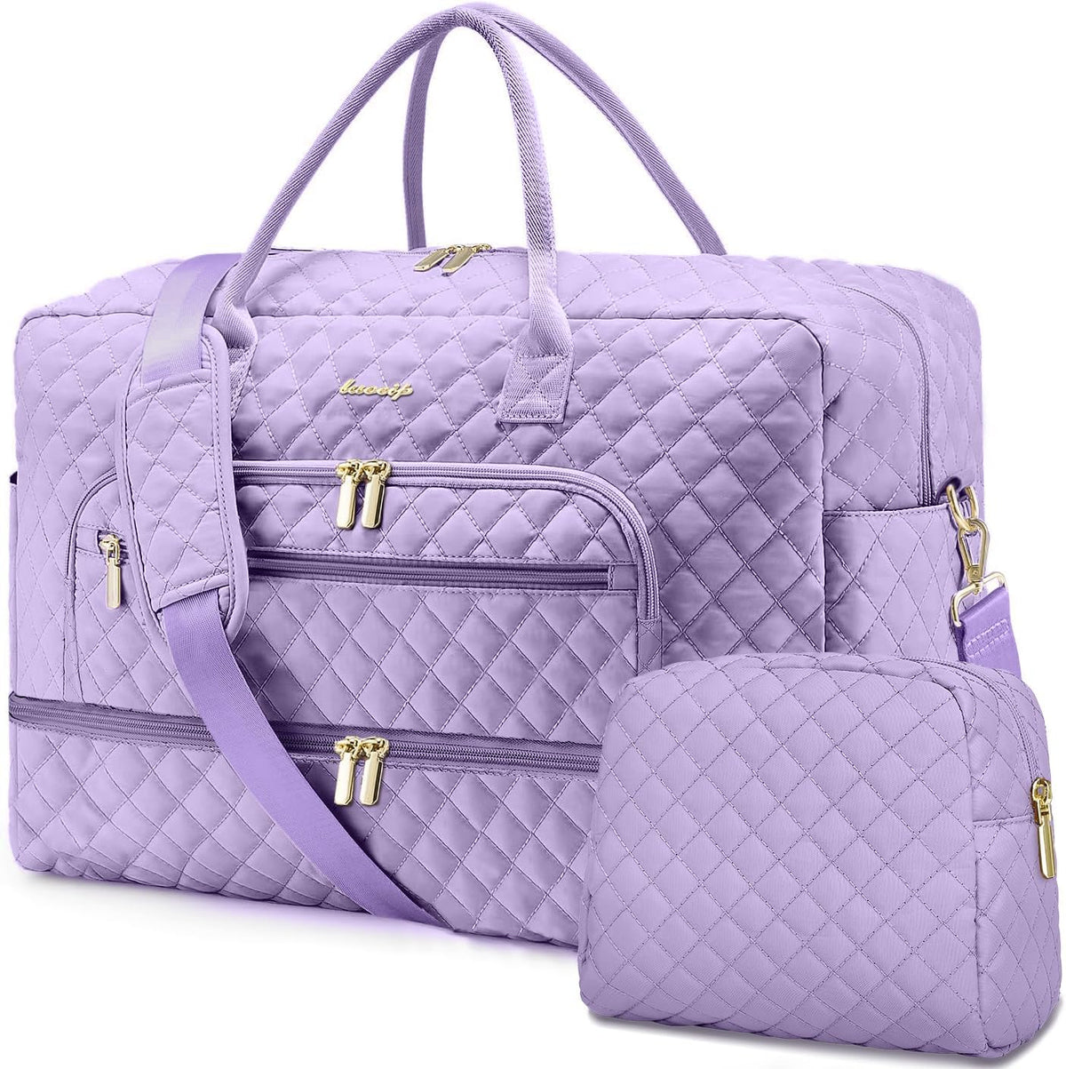Large Women's Travel Duffel, Weekender with Shoe Compartment, Carry On Overnight Bag, Gym Duffel with Wet Pocket, Hospital Bags for Labor and Delivery - 3 PCS Set - Colors B
