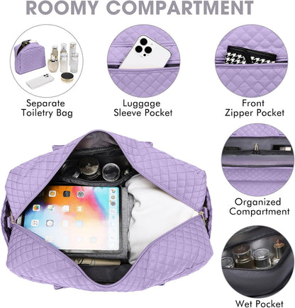 Large Women's Travel Duffel, Weekender with Shoe Compartment, Carry On Overnight Bag, Gym Duffel with Wet Pocket, Hospital Bags for Labor and Delivery - 3 PCS Set - Colors B