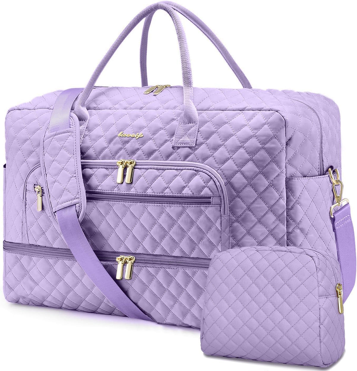 Large Women's Travel Duffel, Weekender with Shoe Compartment, Carry On Overnight Bag, Gym Duffel with Wet Pocket, Hospital Bags for Labor and Delivery - 3 PCS Set - Colors B