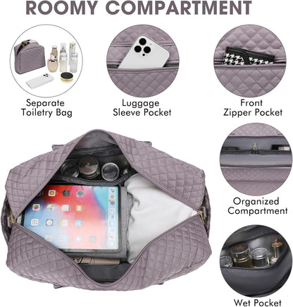 Large Women's Travel Duffel, Weekender with Shoe Compartment, Carry On Overnight Bag, Gym Duffel with Wet Pocket, Hospital Bags for Labor and Delivery - 3 PCS Set - Colors B