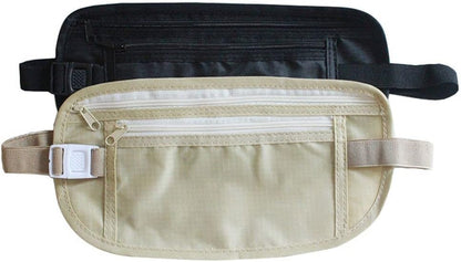 2 Pack Travel Money Belt Waist Wallet, Slim RFID Blocking Passport Holder, Invisible Belt Bag Fanny Pack for Men Women