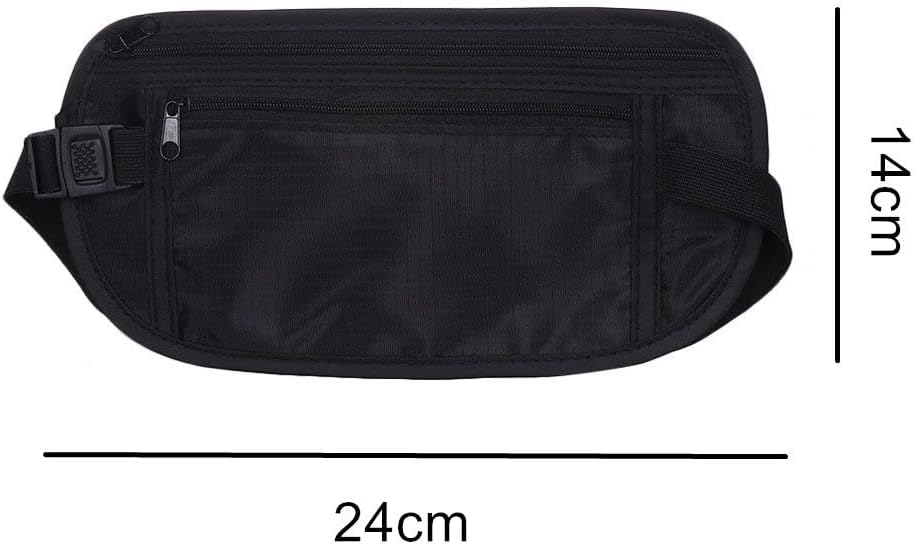2 Pack Travel Money Belt Waist Wallet, Slim RFID Blocking Passport Holder, Invisible Belt Bag Fanny Pack for Men Women