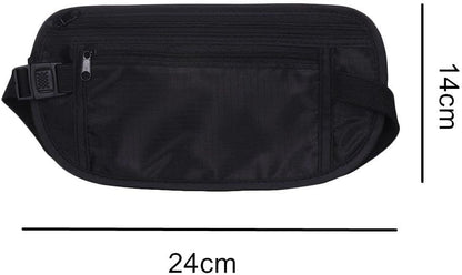 2 Pack Travel Money Belt Waist Wallet, Slim RFID Blocking Passport Holder, Invisible Belt Bag Fanny Pack for Men Women