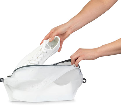 Large Packing Cube Set with See Through Mesh- Compression Packing Cubes Travel Organizers (White)