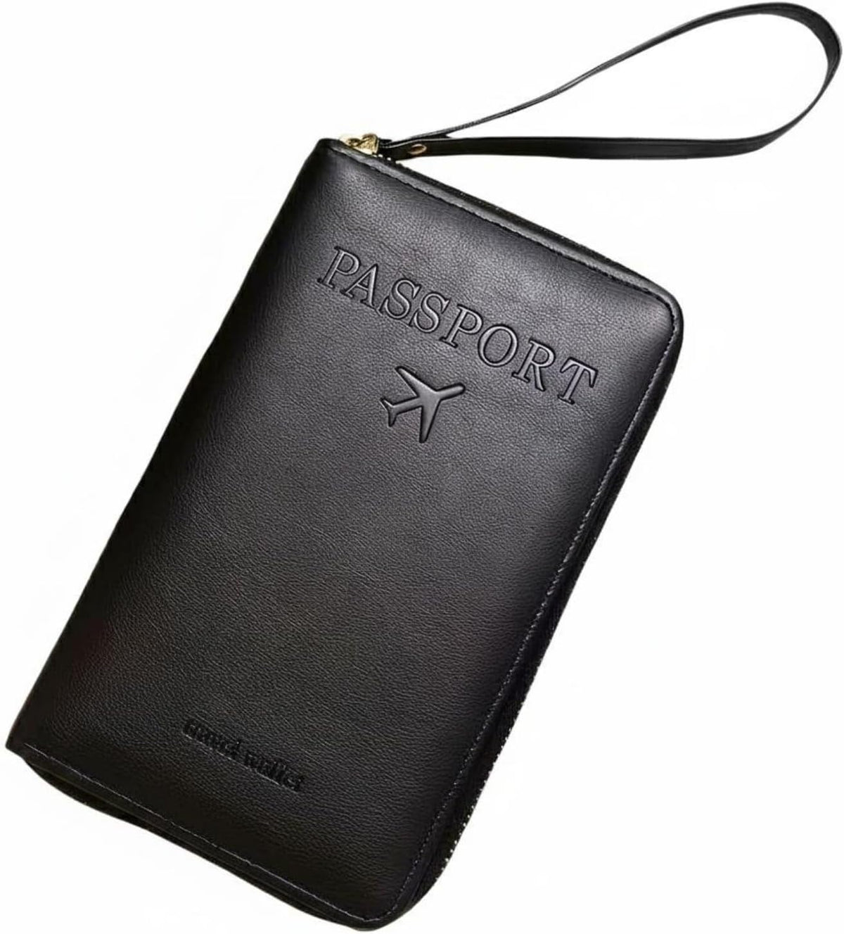 Travel Document Holder Organizer Wallet Cover PU Leather with Slots for Documents Suitable for Commuting Travel, Black