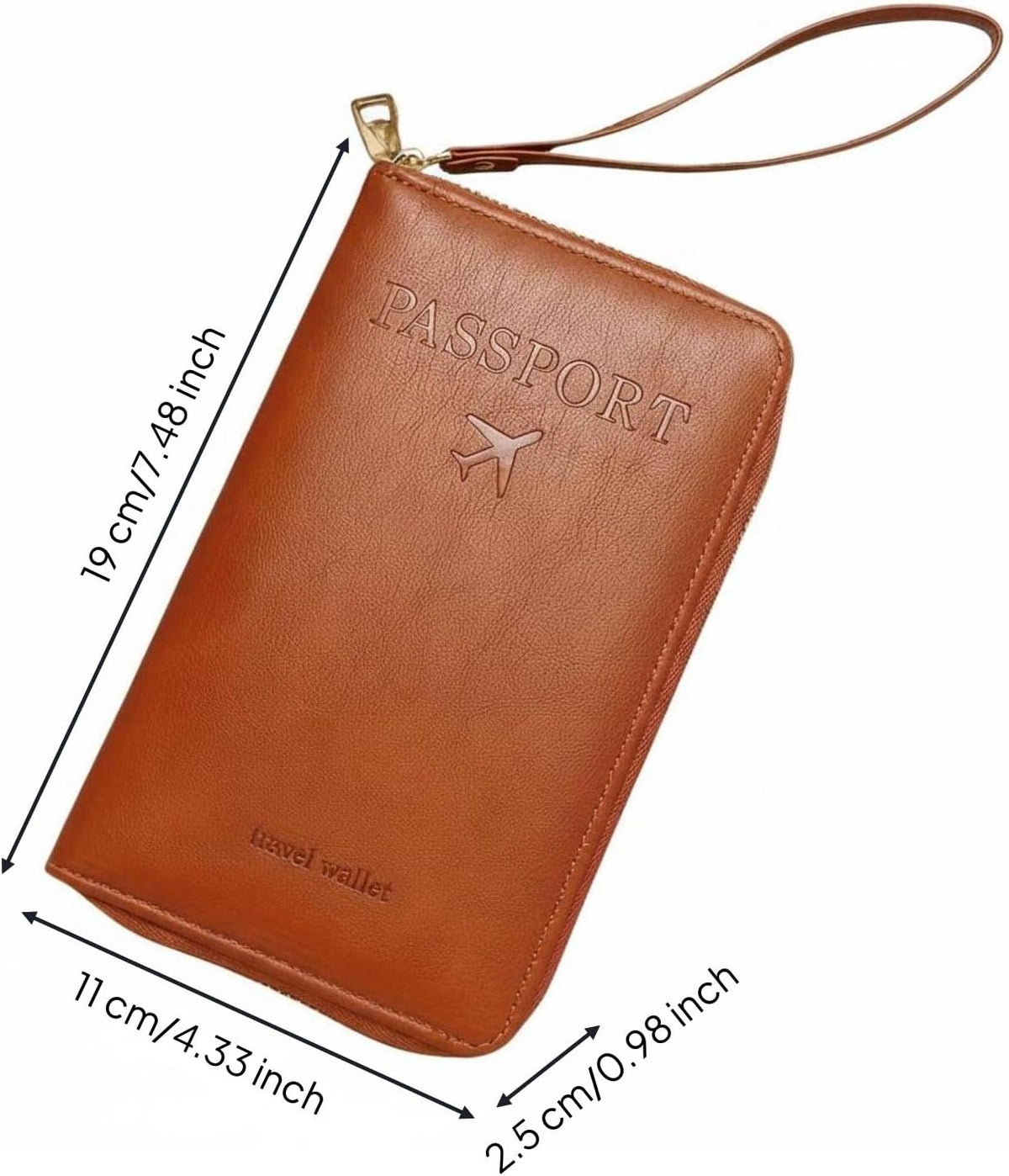 Travel Document Holder Organizer Wallet Cover PU Leather with Slots for Documents Suitable for Commuting Travel, Black