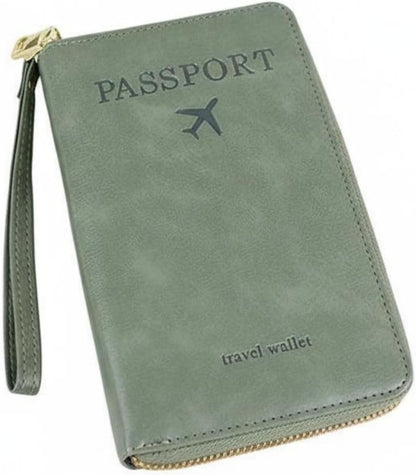Travel Document Holder Organizer Wallet Cover PU Leather with Slots for Documents Suitable for Commuting Travel, Black