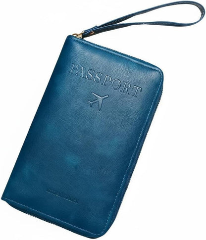 Travel Document Holder Organizer Wallet Cover PU Leather with Slots for Documents Suitable for Commuting Travel, Black