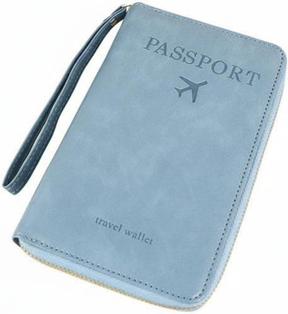 Travel Document Holder Organizer Wallet Cover PU Leather with Slots for Documents Suitable for Commuting Travel, Black