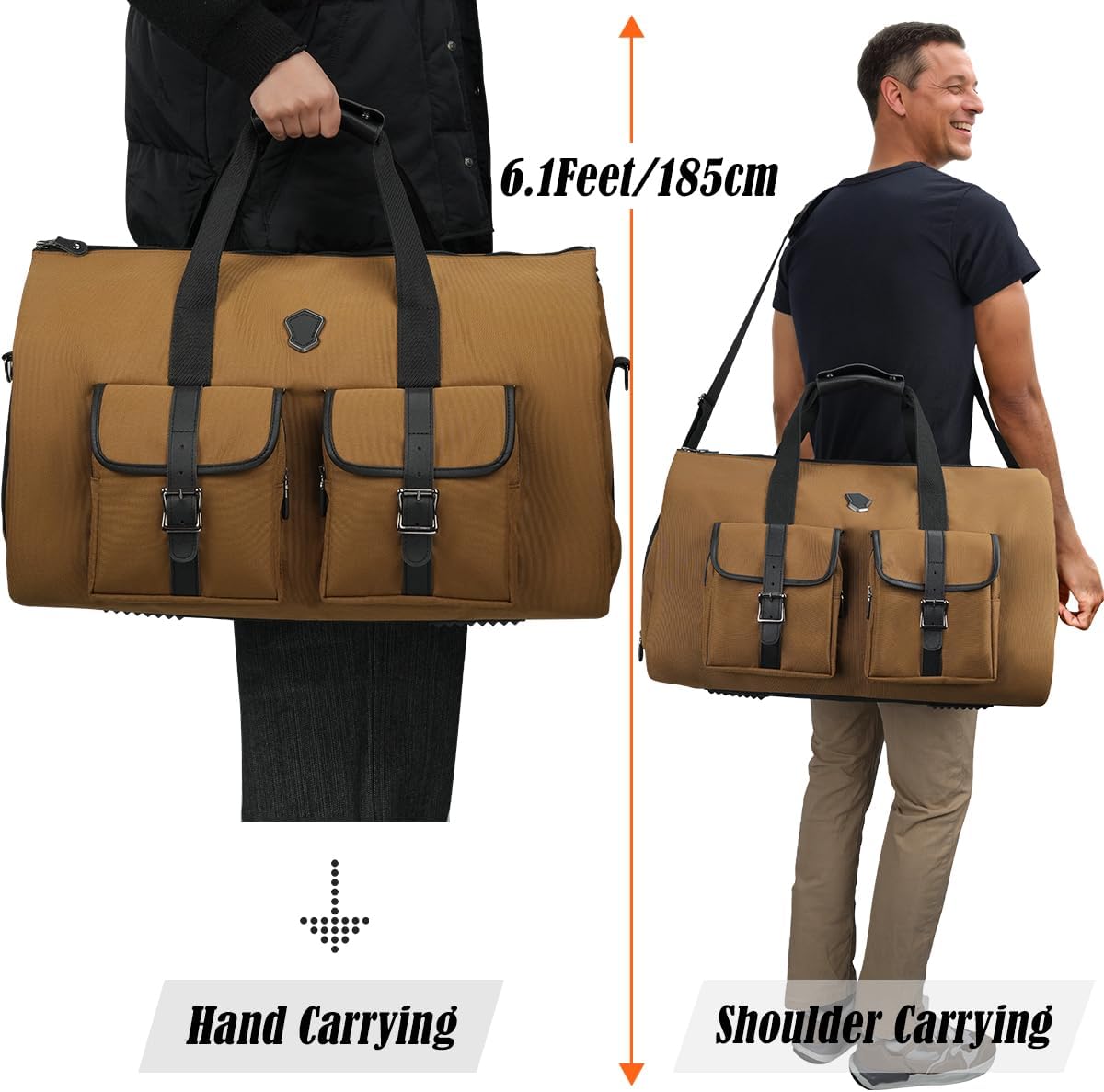 48H Garment Duffle Bags For Travel,10-Pockets Carry On Garment Bag, 3 Suit Travel Bags, 62L 2-In-1 Garment Duffel Bag, Convertible Garment bag, Boardable Garment Bag