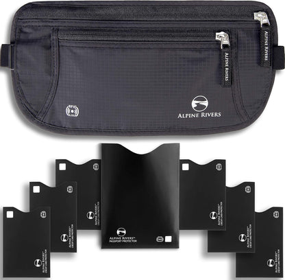 Money Belt for Travel - RFID Hidden Wallet, Sahara Sand | Triple-layer RFID shielding, hidden passport holder and waist wallet, 7 card sleeves included, fits 26-56 inch waists