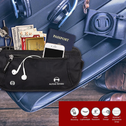 Money Belt for Travel - RFID Hidden Wallet, Sahara Sand | Triple-layer RFID shielding, hidden passport holder and waist wallet, 7 card sleeves included, fits 26-56 inch waists