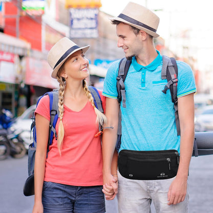 Money Belt for Travel - RFID Hidden Wallet, Sahara Sand | Triple-layer RFID shielding, hidden passport holder and waist wallet, 7 card sleeves included, fits 26-56 inch waists