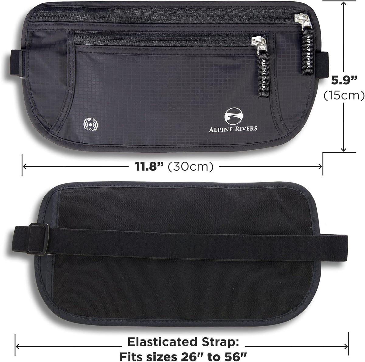 Money Belt for Travel - RFID Hidden Wallet, Sahara Sand | Triple-layer RFID shielding, hidden passport holder and waist wallet, 7 card sleeves included, fits 26-56 inch waists