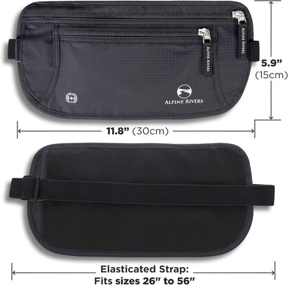 Money Belt for Travel - RFID Hidden Wallet, Sahara Sand | Triple-layer RFID shielding, hidden passport holder and waist wallet, 7 card sleeves included, fits 26-56 inch waists