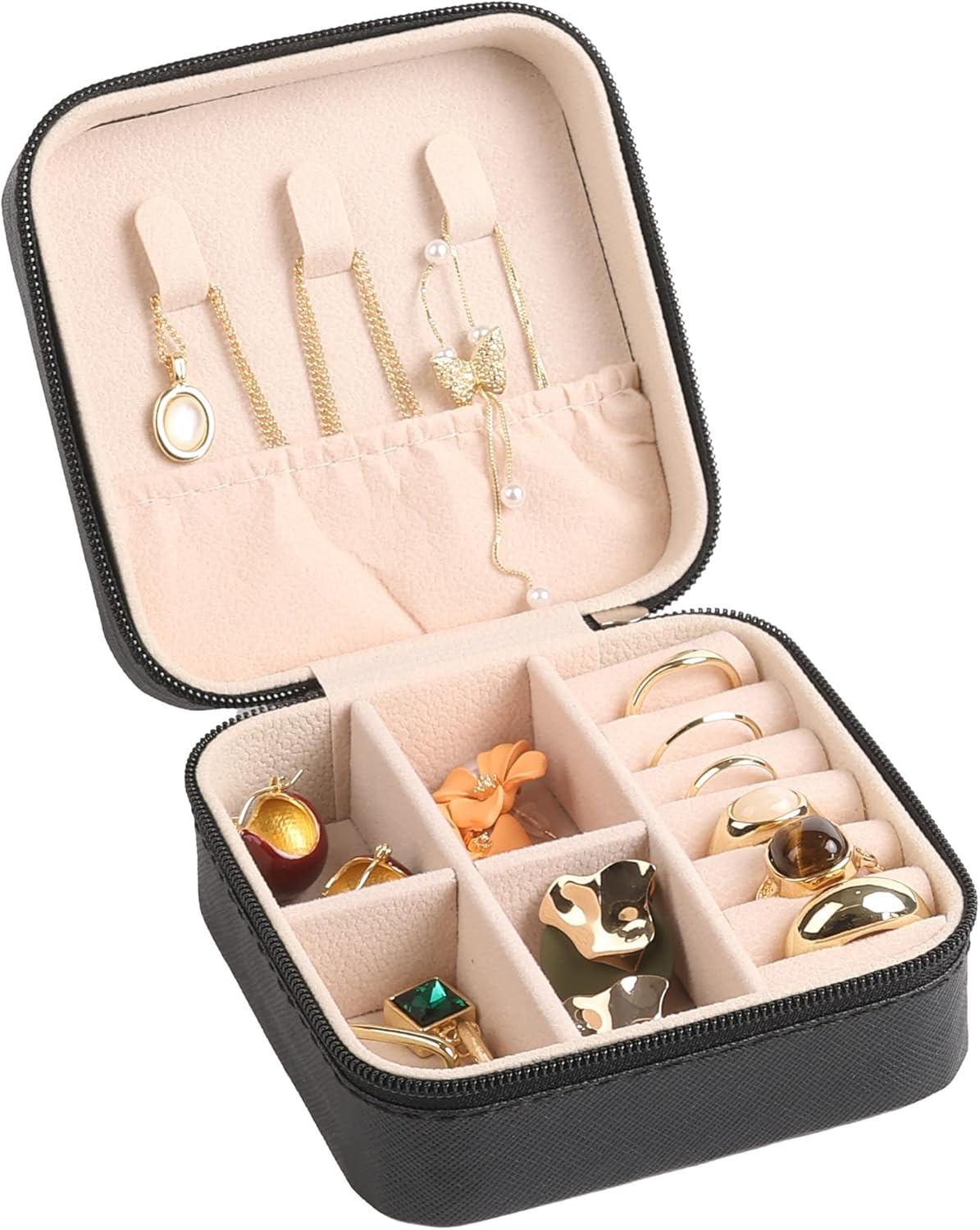 Travel Jewelry Case Box Organizer with Mirror, Jewelry Storage,Green,1 Pcs