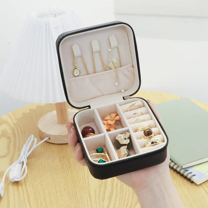 Travel Jewelry Case Box Organizer with Mirror, Jewelry Storage,Green,1 Pcs