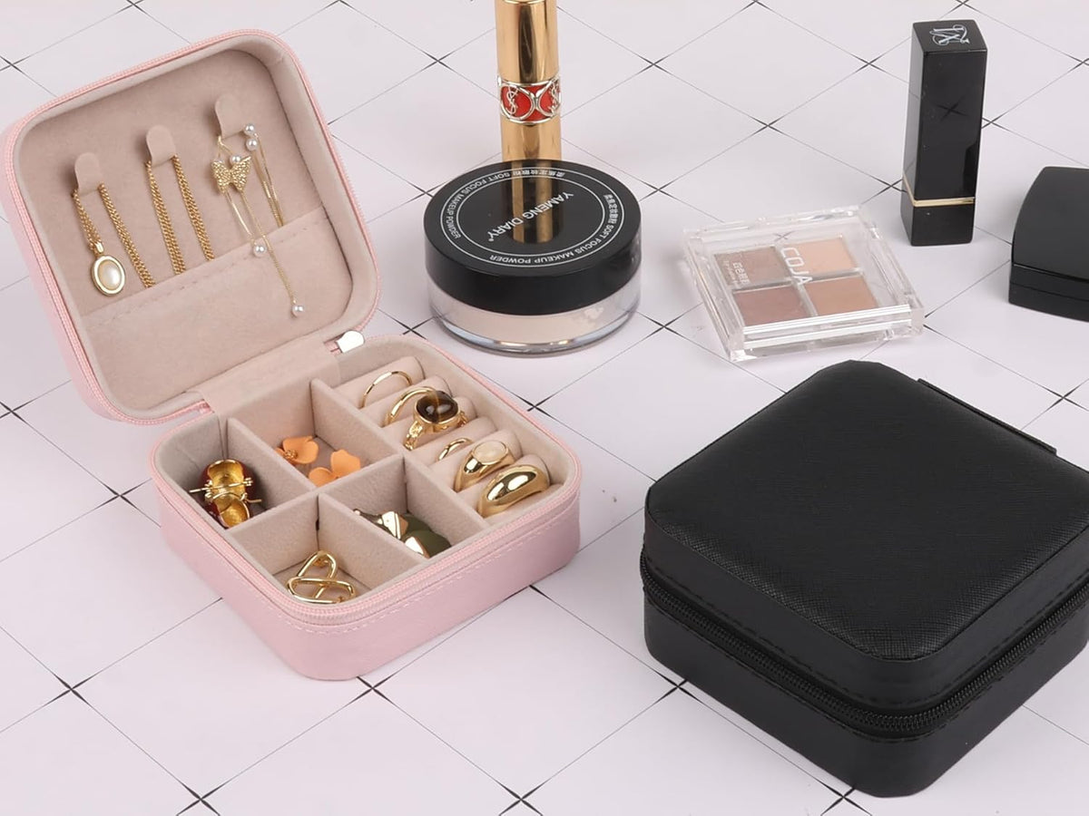 Travel Jewelry Case Box Organizer with Mirror, Jewelry Storage,Green,1 Pcs