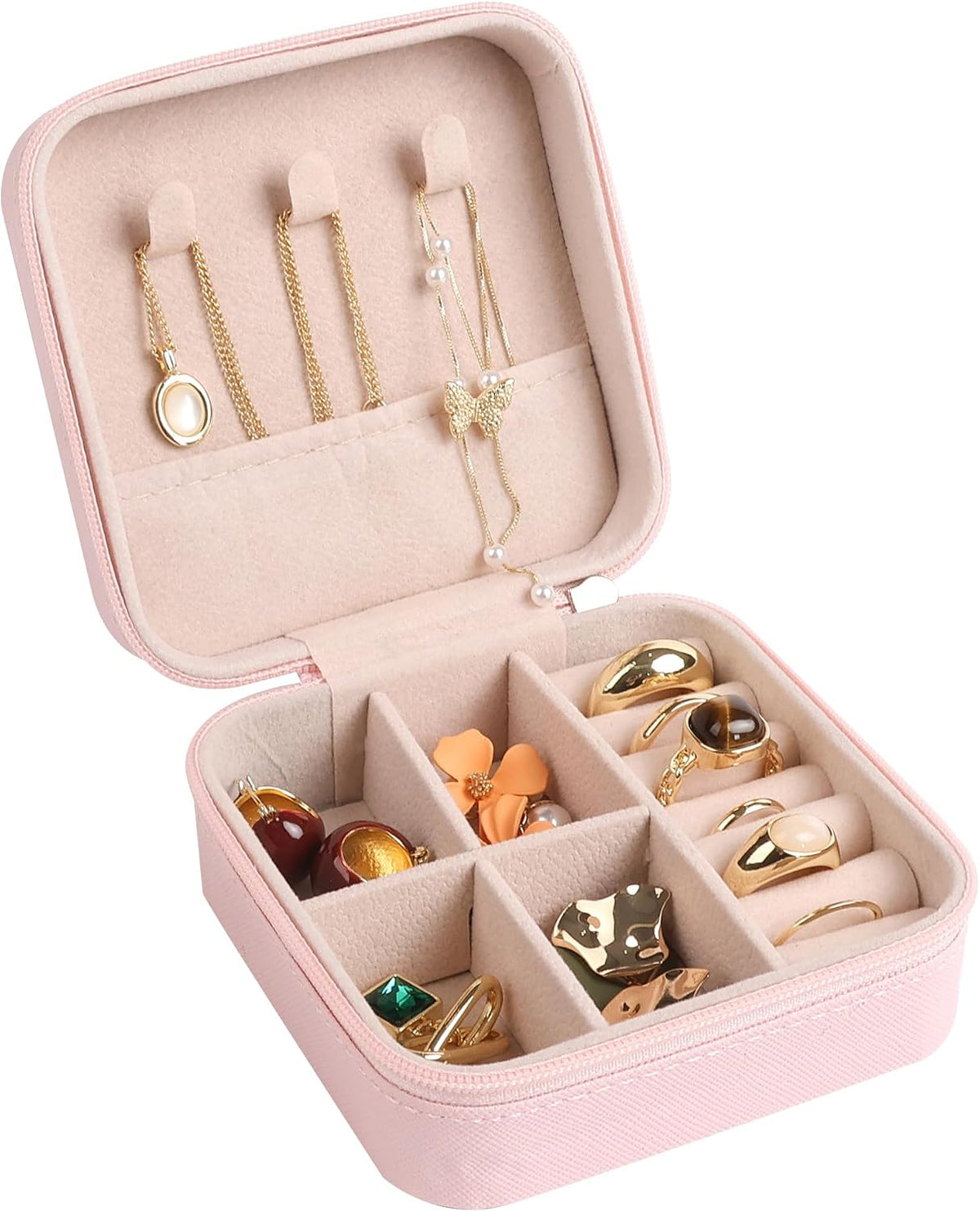 Travel Jewelry Case Box Organizer with Mirror, Jewelry Storage,Green,1 Pcs