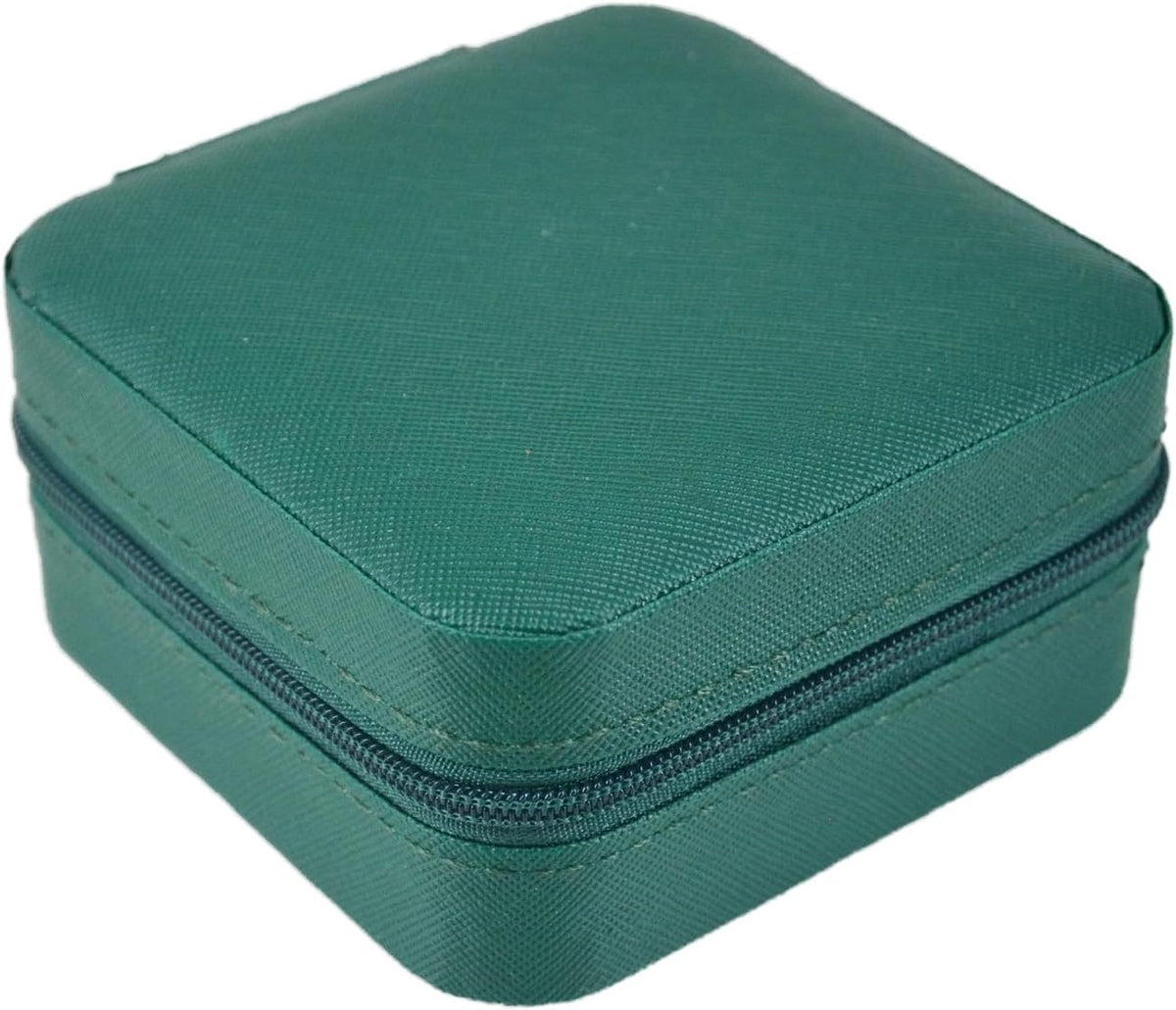 Travel Jewelry Case Box Organizer with Mirror, Jewelry Storage,Green,1 Pcs