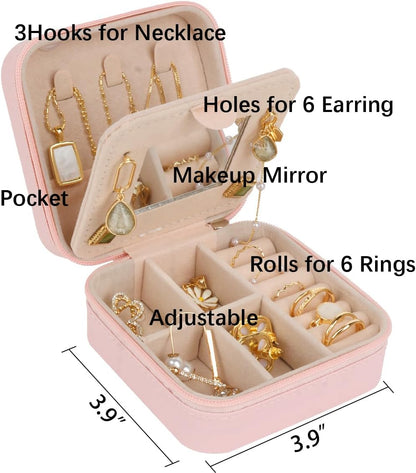 Travel Jewelry Case Box Organizer with Mirror, Jewelry Storage,Green,1 Pcs