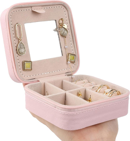 Travel Jewelry Case Box Organizer with Mirror, Jewelry Storage,Green,1 Pcs