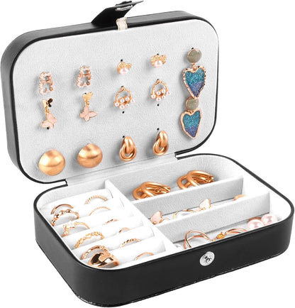 Travel Jewelry Case Box Organizer with Mirror, Jewelry Storage,Green,1 Pcs