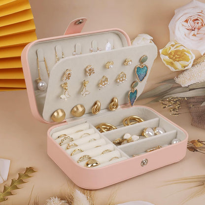 Travel Jewelry Case Box Organizer with Mirror, Jewelry Storage,Green,1 Pcs