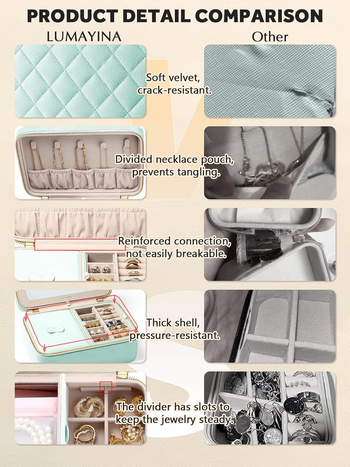 Velvet Travel Jewelry Box with Large Mirror, Double-Layer Jewelry Organizer Case for Women and Girls, Portable Storage Case with 6 Anti-Tarnish Bags Gift Ready for Her (Avocado Green)