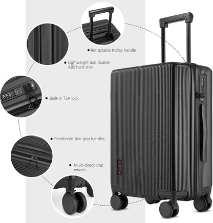 Hulsin Carry On Luggage with TSA Lock 22x14x9 Airline Approved for Women | Hardside Carry-on Suitcase with 360° Spinner Wheels, Lightweight Hard Shell 20 Inch Suitcase for Man,Airport,Business Travel