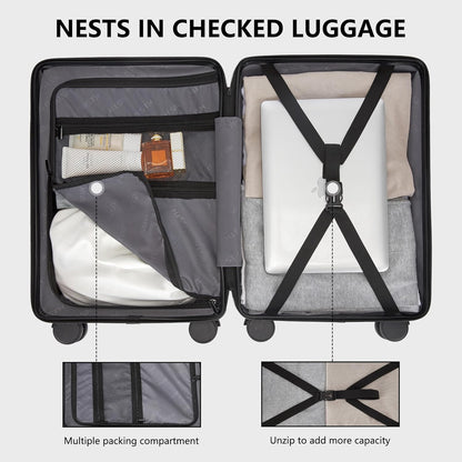 Hulsin Carry On Luggage with TSA Lock 22x14x9 Airline Approved for Women | Hardside Carry-on Suitcase with 360° Spinner Wheels, Lightweight Hard Shell 20 Inch Suitcase for Man,Airport,Business Travel