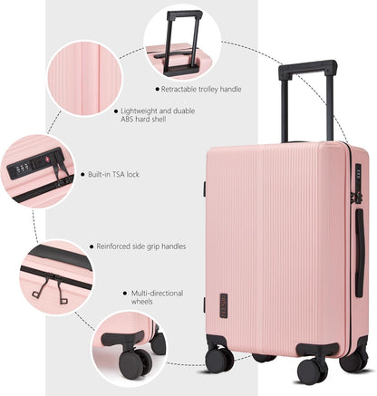 Hulsin Carry On Luggage with TSA Lock 22x14x9 Airline Approved for Women | Hardside Carry-on Suitcase with 360° Spinner Wheels, Lightweight Hard Shell 20 Inch Suitcase for Man,Airport,Business Travel