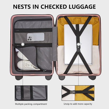 Hulsin Carry On Luggage with TSA Lock 22x14x9 Airline Approved for Women | Hardside Carry-on Suitcase with 360° Spinner Wheels, Lightweight Hard Shell 20 Inch Suitcase for Man,Airport,Business Travel