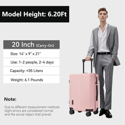 Hulsin Carry On Luggage with TSA Lock 22x14x9 Airline Approved for Women | Hardside Carry-on Suitcase with 360° Spinner Wheels, Lightweight Hard Shell 20 Inch Suitcase for Man,Airport,Business Travel