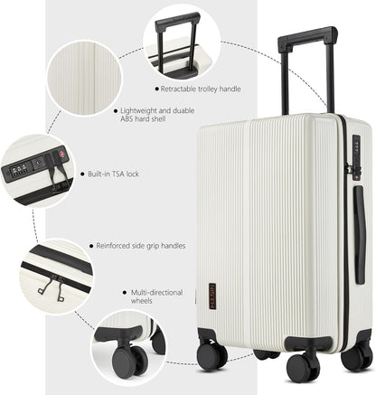 Hulsin Carry On Luggage with TSA Lock 22x14x9 Airline Approved for Women | Hardside Carry-on Suitcase with 360° Spinner Wheels, Lightweight Hard Shell 20 Inch Suitcase for Man,Airport,Business Travel
