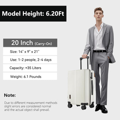 Hulsin Carry On Luggage with TSA Lock 22x14x9 Airline Approved for Women | Hardside Carry-on Suitcase with 360° Spinner Wheels, Lightweight Hard Shell 20 Inch Suitcase for Man,Airport,Business Travel
