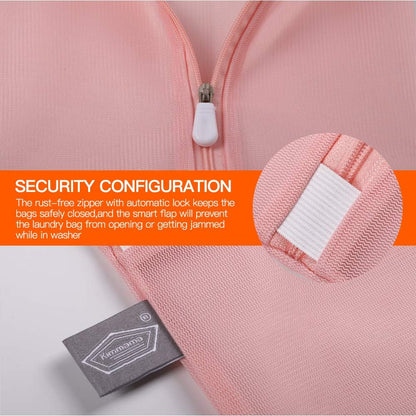 Laundry Bag Mesh Wash Bags, Washing Machine Wash Bag, Pink, 5 Pack | Zipper Closure, For Washing Machine & Dryer, For Delicates, Lingerie, Bra, Garments, Net Washer Sack Pouch