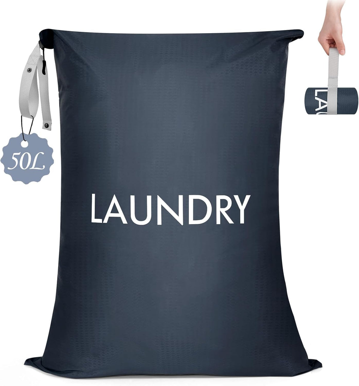 50L Travel Laundry Bag with Zipper, Heavy Duty & Odor-Proof Washable Nylon Sack for Dirty Clothes, Space-Saving Luggage Organizer & Dorm Room Essential for College Girls, Pink