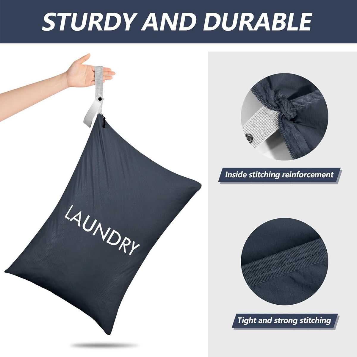 50L Travel Laundry Bag with Zipper, Heavy Duty & Odor-Proof Washable Nylon Sack for Dirty Clothes, Space-Saving Luggage Organizer & Dorm Room Essential for College Girls, Pink