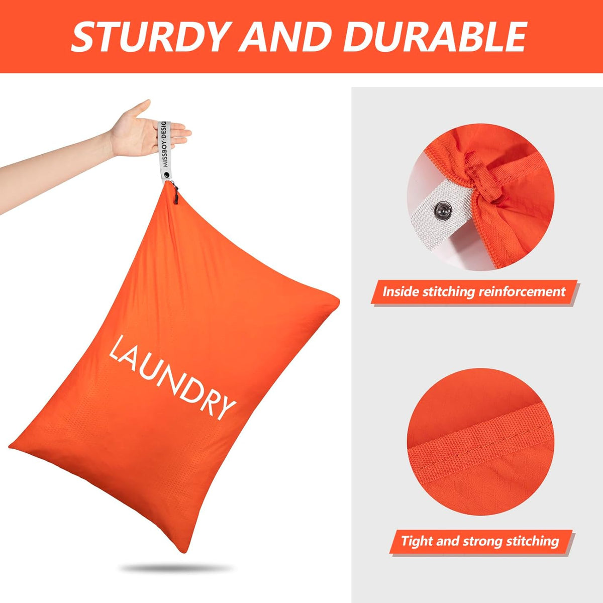 50L Travel Laundry Bag with Zipper, Heavy Duty & Odor-Proof Washable Nylon Sack for Dirty Clothes, Space-Saving Luggage Organizer & Dorm Room Essential for College Girls, Pink