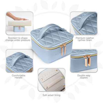 Travel Jewelry Case Organizer - Anti Tangle Storage Organizer - Leather Travel Jewelry Organizer - Portable Jewelry Travel Case - Jewelry Box - Jewelry Travel Case For Women (Soft Pink)
