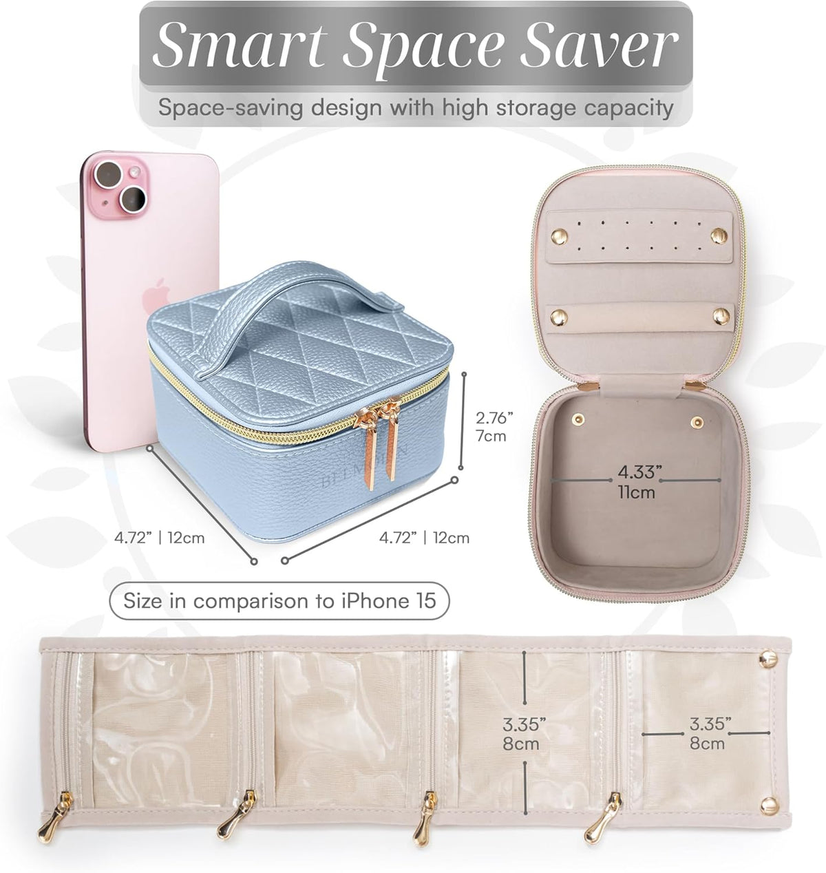 Travel Jewelry Case Organizer - Anti Tangle Storage Organizer - Leather Travel Jewelry Organizer - Portable Jewelry Travel Case - Jewelry Box - Jewelry Travel Case For Women (Soft Pink)
