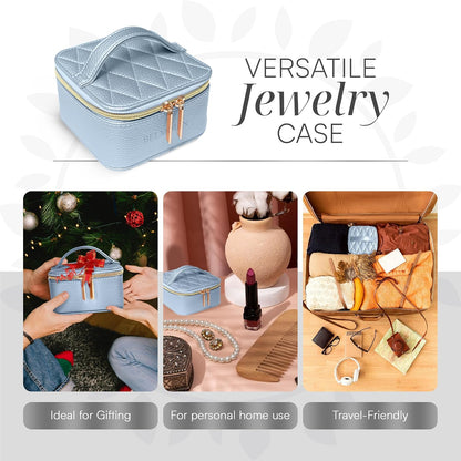 Travel Jewelry Case Organizer - Anti Tangle Storage Organizer - Leather Travel Jewelry Organizer - Portable Jewelry Travel Case - Jewelry Box - Jewelry Travel Case For Women (Soft Pink)