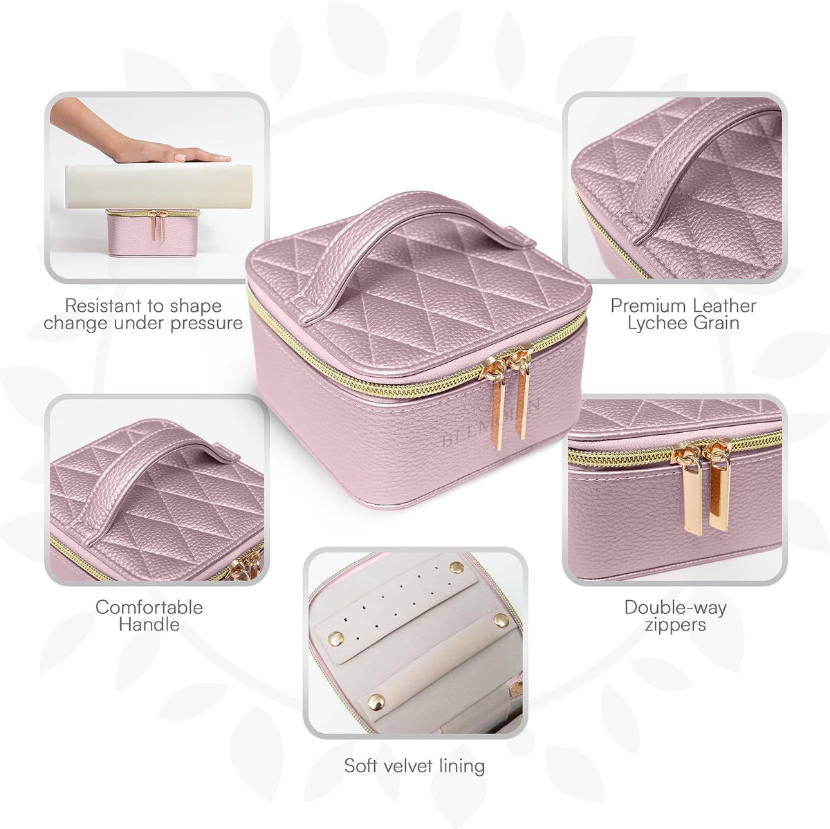 Travel Jewelry Case Organizer - Anti Tangle Storage Organizer - Leather Travel Jewelry Organizer - Portable Jewelry Travel Case - Jewelry Box - Jewelry Travel Case For Women (Soft Pink)