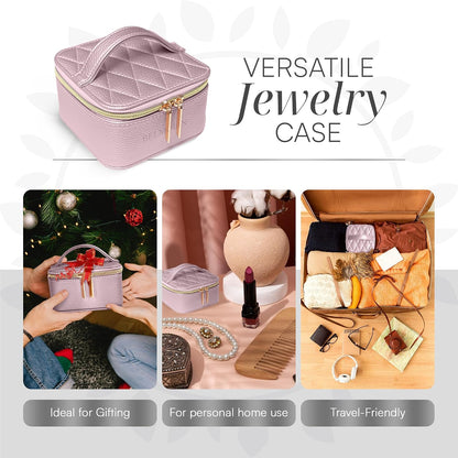 Travel Jewelry Case Organizer - Anti Tangle Storage Organizer - Leather Travel Jewelry Organizer - Portable Jewelry Travel Case - Jewelry Box - Jewelry Travel Case For Women (Soft Pink)