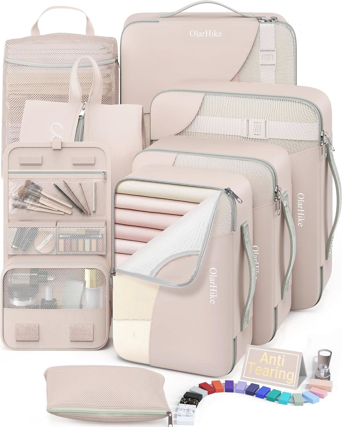 10 Set Packing Cubes for Travel,Gifts for Women Mom,Anti-Tearing Suitcase Organizer,with Over 1000 pcs Mesh Holes,Vacation Essentials & Accessories for Cruise Ship