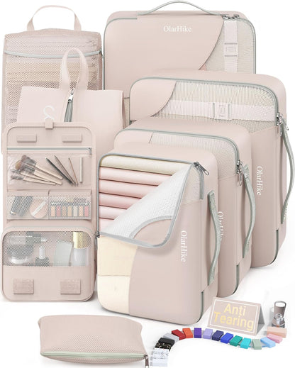10 Set Packing Cubes for Travel,Gifts for Women Mom,Anti-Tearing Suitcase Organizer,with Over 1000 pcs Mesh Holes,Vacation Essentials & Accessories for Cruise Ship