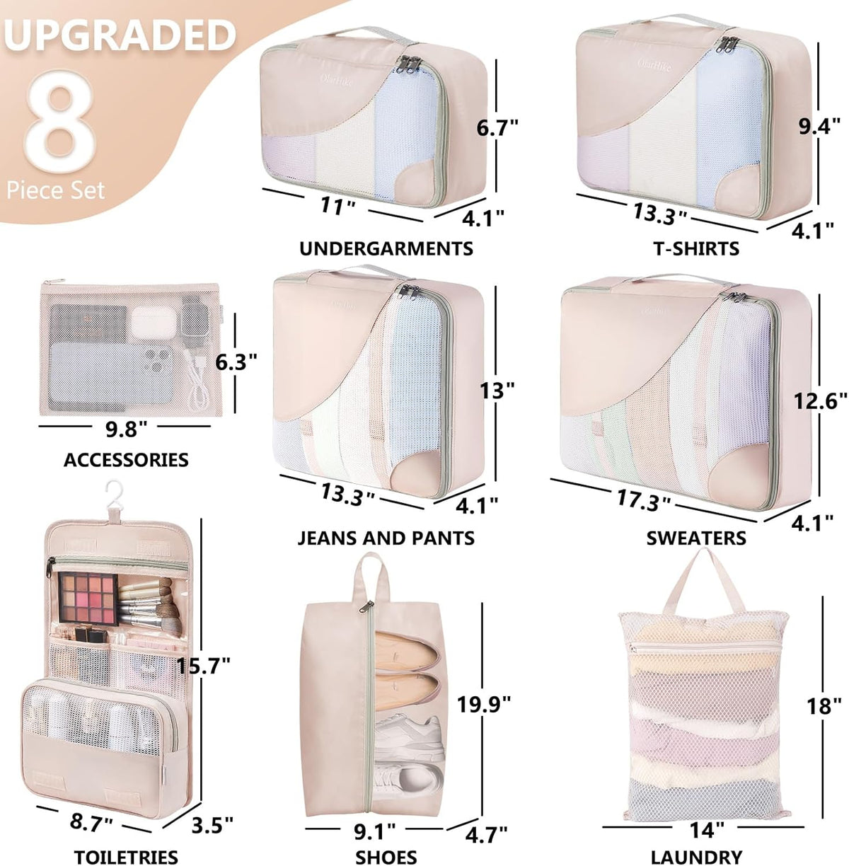 10 Set Packing Cubes for Travel,Gifts for Women Mom,Anti-Tearing Suitcase Organizer,with Over 1000 pcs Mesh Holes,Vacation Essentials & Accessories for Cruise Ship