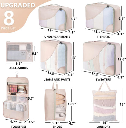 10 Set Packing Cubes for Travel,Gifts for Women Mom,Anti-Tearing Suitcase Organizer,with Over 1000 pcs Mesh Holes,Vacation Essentials & Accessories for Cruise Ship