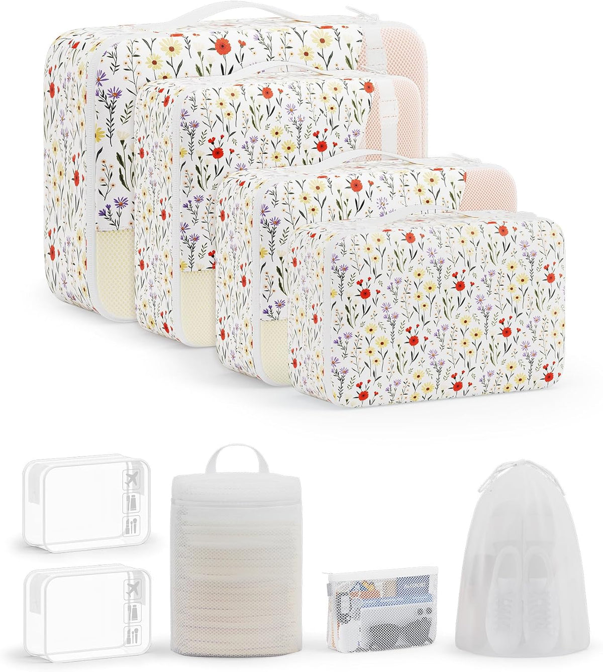 10 Set Packing Cubes for Travel,Gifts for Women Mom,Anti-Tearing Suitcase Organizer,with Over 1000 pcs Mesh Holes,Vacation Essentials & Accessories for Cruise Ship